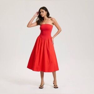 A New Day Elegant Red Strapless Dress